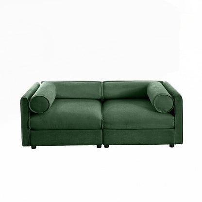 Cylindrical Backrest and Armrests Chenille Sofa with Storage Seat