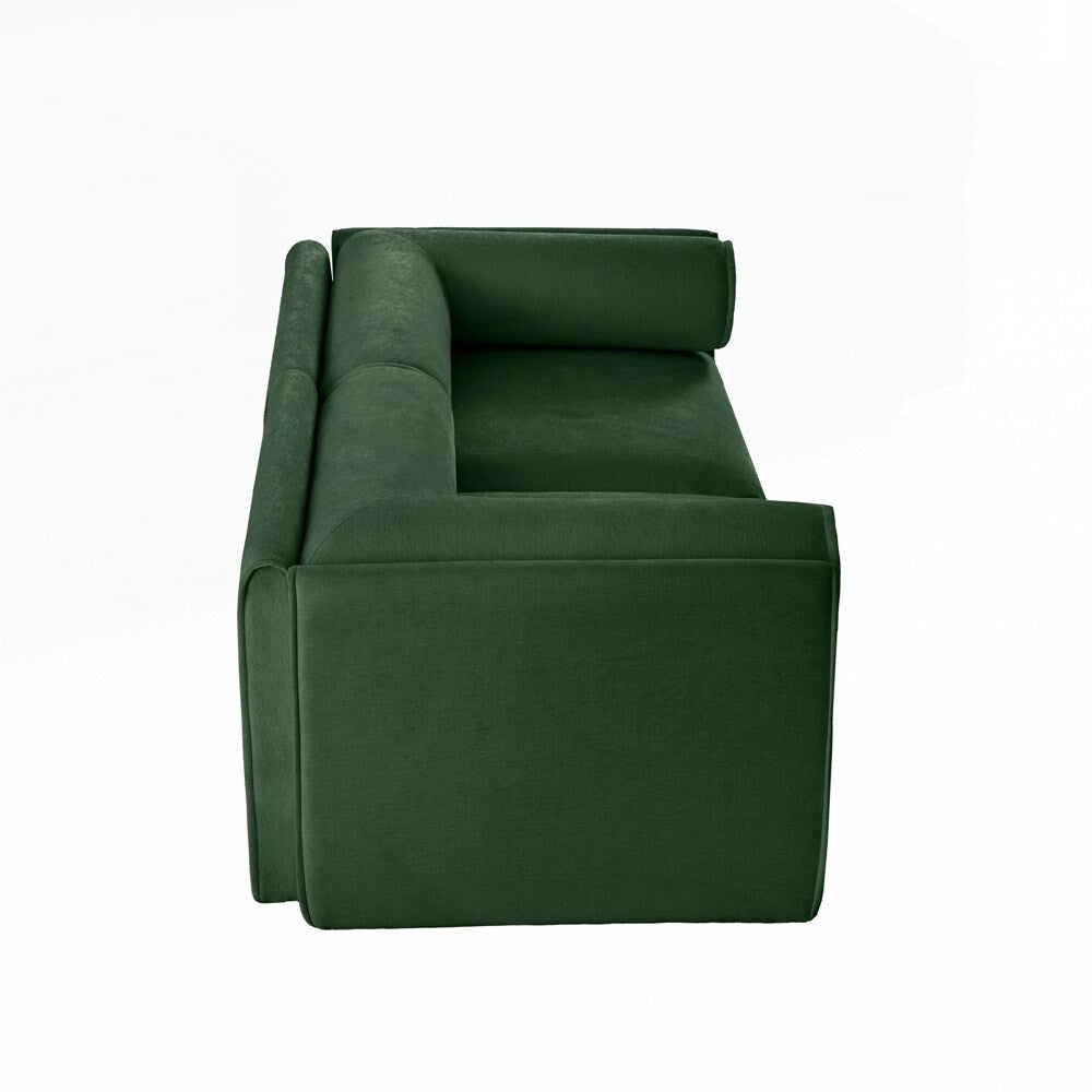 Cylindrical Backrest and Armrests Chenille Sofa with Storage Seat