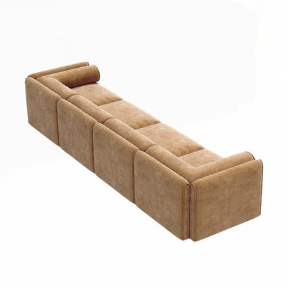 Cylindrical Backrest and Armrests Chenille Sofa with Storage Seat