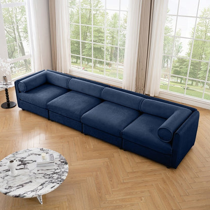 Cylindrical Backrest and Armrests Chenille Sofa with Storage Seat