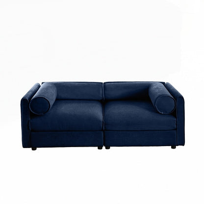 Cylindrical Backrest and Armrests Chenille Sofa with Storage Seat
