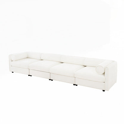 Cylindrical Backrest and Armrests Chenille Sofa with Storage Seat