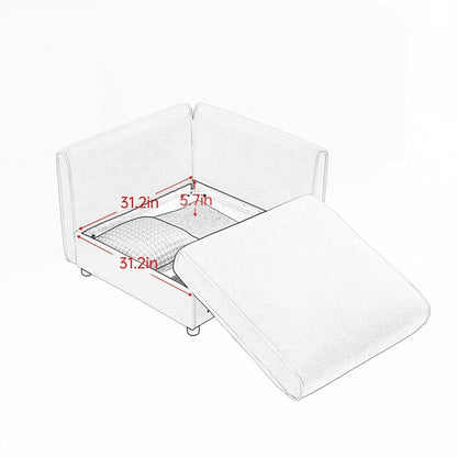 Cylindrical Backrest and Armrests Chenille Sofa with Storage Seat