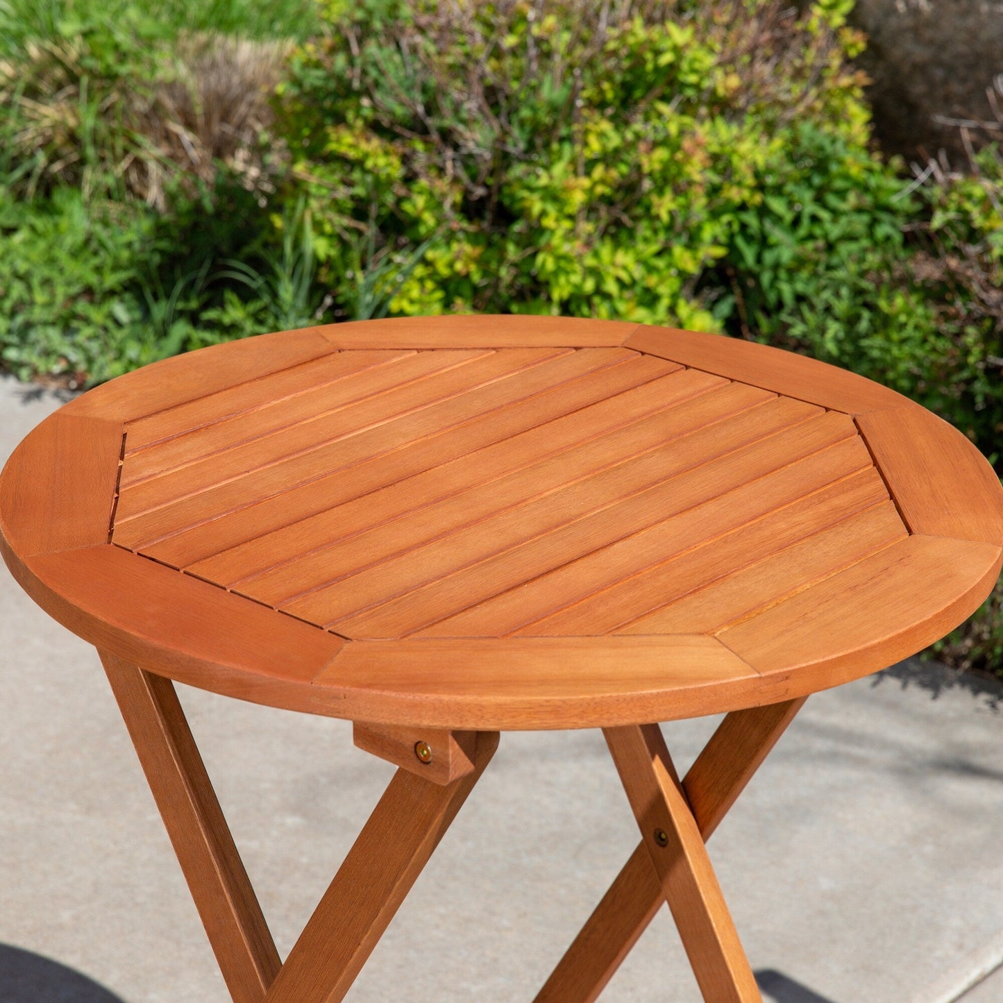 DTY Outdoor Living Twin Lakes 3-Piece Eucalyptus Bistro Set, Round, Natural Oil