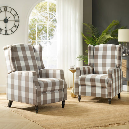 Damaris Mid-Century Modern Manual Pushback Recliner with Wingback Design Set of 2 by HULALA HOME