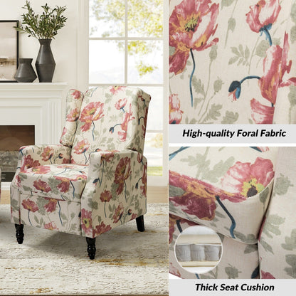 Damaris Mid-Century Modern Manual Pushback Recliner with Wingback Design Set of 2 by HULALA HOME