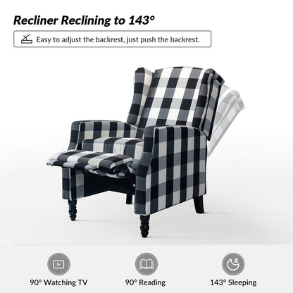 Damaris Mid-Century Modern Manual Pushback Recliner with Wingback Design Set of 2 by HULALA HOME