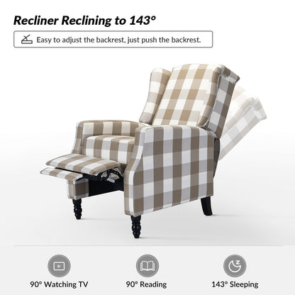 Damaris Mid-Century Modern Manual Pushback Recliner with Wingback Design Set of 2 by HULALA HOME