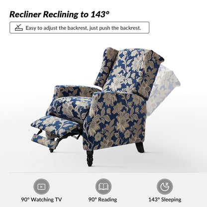 Damaris Mid-Century Modern Manual Pushback Recliner with Wingback Design Set of 2 by HULALA HOME