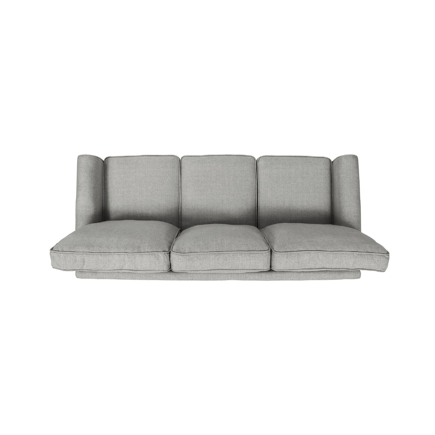 Danny 3 Seater Sofa, Modern Light Gray Fabric and Plush Seats, 76 Inch