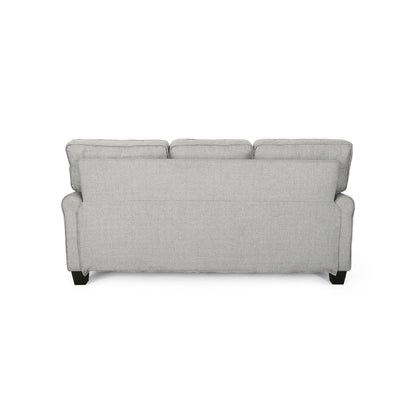 Danny 3 Seater Sofa, Modern Light Gray Fabric and Plush Seats, 76 Inch