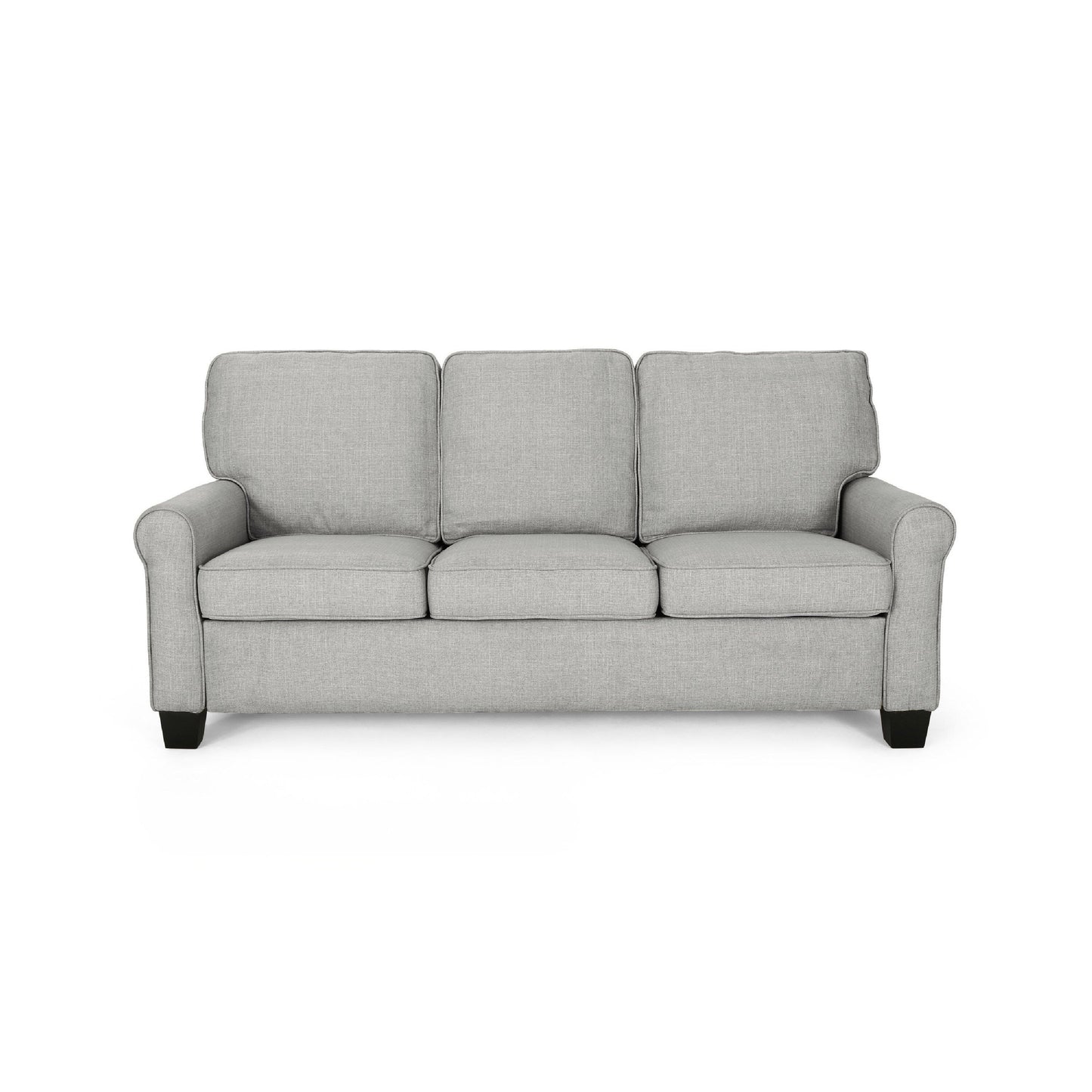 Danny 3 Seater Sofa, Modern Light Gray Fabric and Plush Seats, 76 Inch