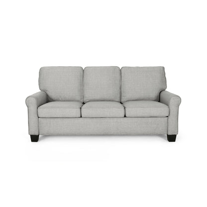 Danny 3 Seater Sofa, Modern Light Gray Fabric and Plush Seats, 76 Inch