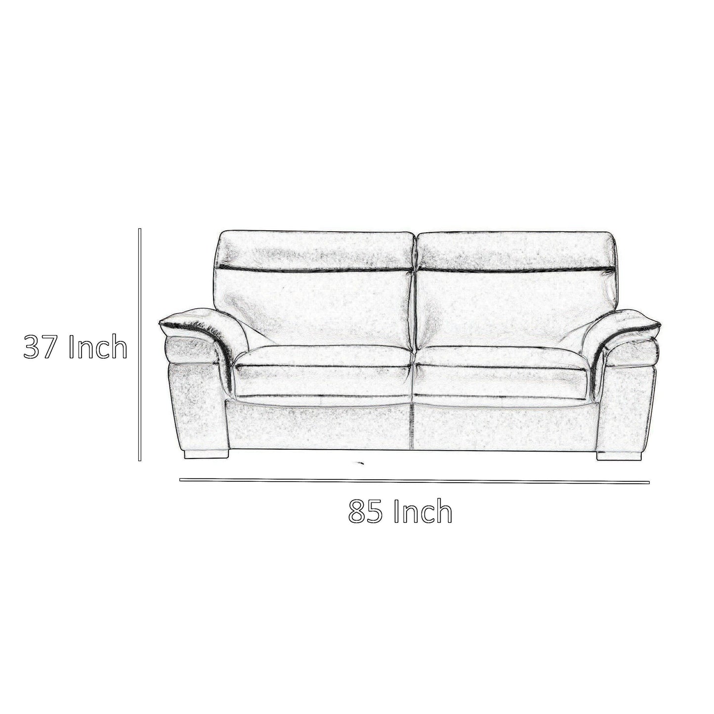 Danny Sofa, Light Gray Italian Leather, Foam Cushions, Wood Legs, 85 Inch