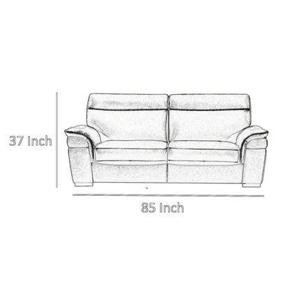 Danny Sofa, Light Gray Italian Leather, Foam Cushions, Wood Legs, 85 Inch