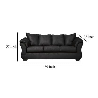 Dari Sofa, Classic Black Polyester, Foam Pillow Top Arms, 89 Inch