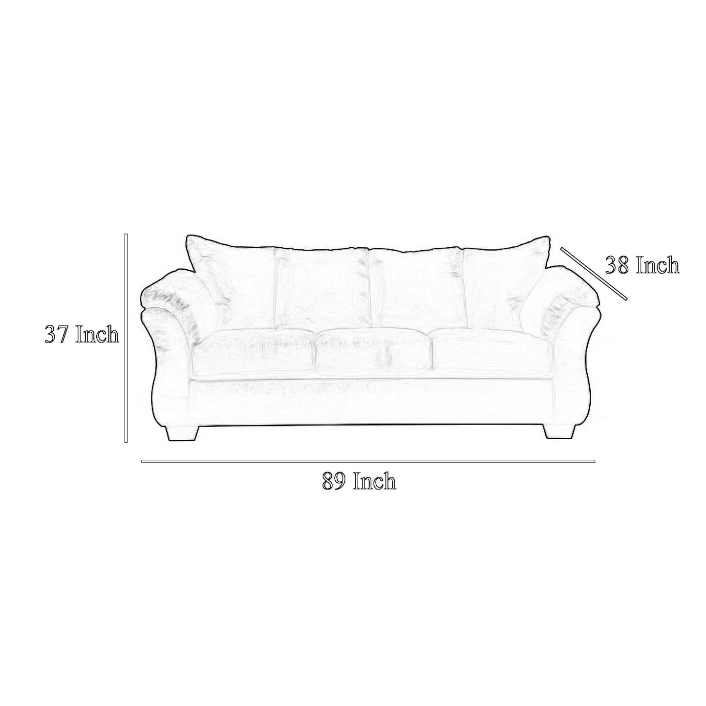 Dari Sofa, Cobblestone Gray Polyester, Foam Pillow Top Arms, 89 Inch