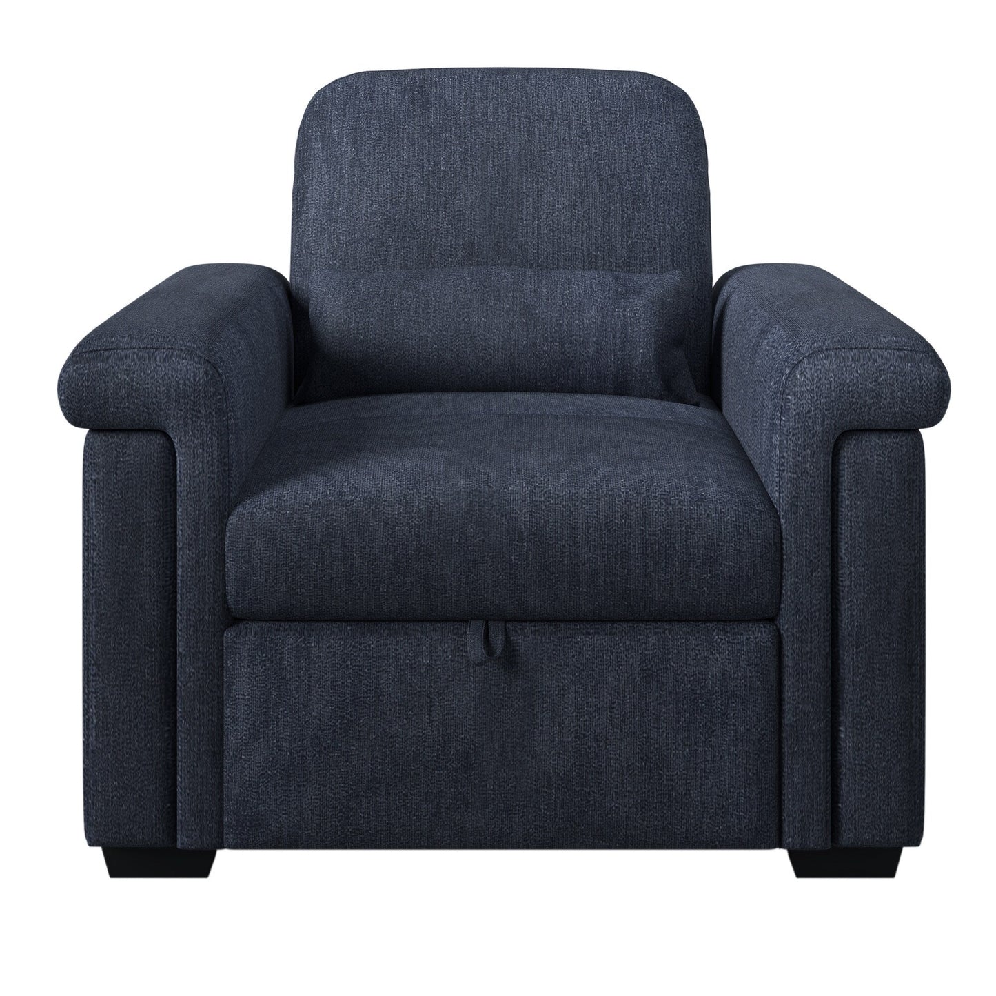 Dark Blue 34.6 3 in 1 Polyester Convertible Pull Out Single Sofa Bed with Pillow and Adjust Backrest for Living Room