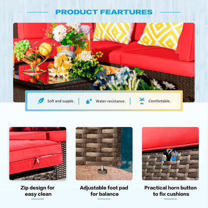 Lacoo 7 Pieces Outdoor Sectional Sofa Wicker Rattan Conversation Sets