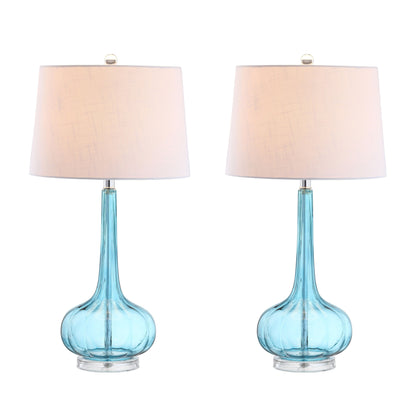 Diamante 28.5 Glass Teardrop LED Table Lamp, Pink (Set of 2) by JONATHAN Y