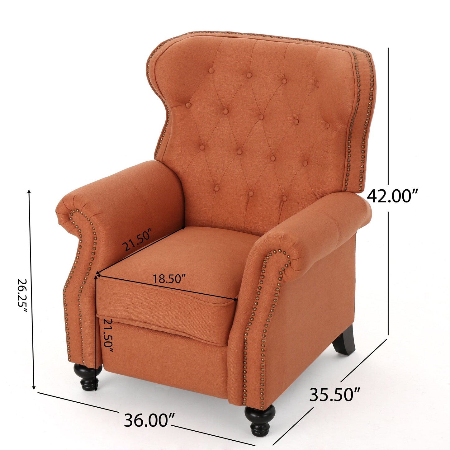 Diamond?Stitch Tufted Recliner Chair with Nailhead Trim