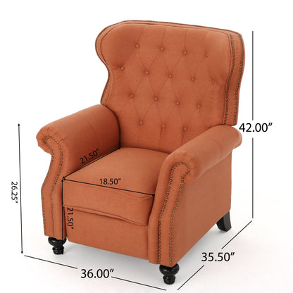 Diamond?Stitch Tufted Recliner Chair with Nailhead Trim