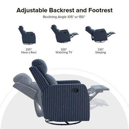 Diana Modern Polyester 360-degree Swivel Rocker Recliner by HULALA HOME
