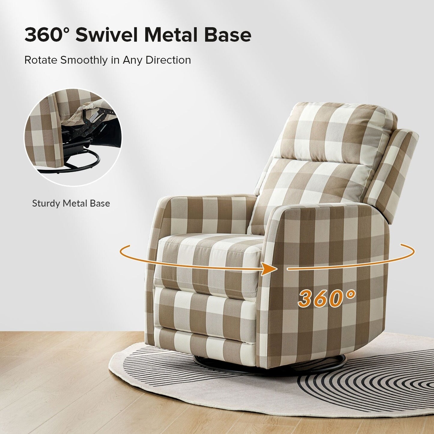 Diana Modern Polyester 360-degree Swivel Rocker Recliner by HULALA HOME