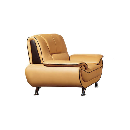 Diana Sofa, Black, Yellow Genuine Leather, Pillow Top Arms, Chrome, 83 Inch