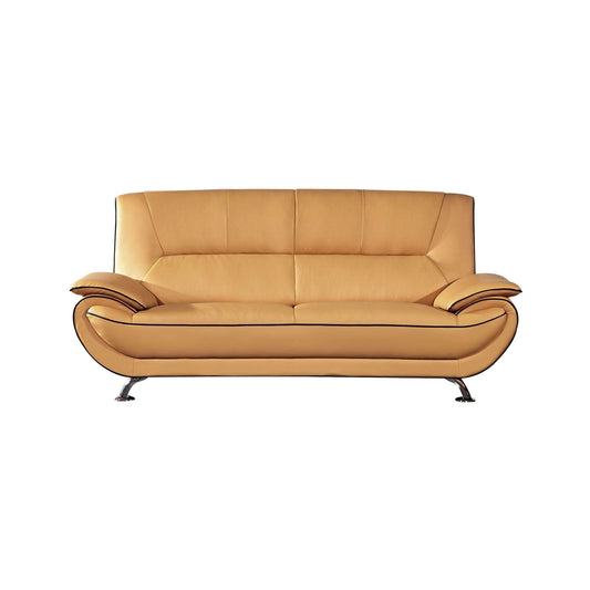 Diana Sofa, Black, Yellow Genuine Leather, Pillow Top Arms, Chrome, 83 Inch