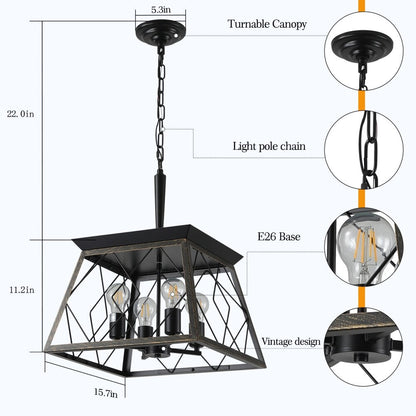 Dimmable 4-Light Farmhouse Chandeliers Light for Dining Room No Bulb