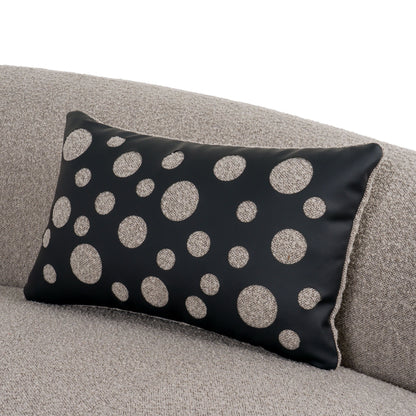 Divani Casa Allis Glam Grey and Black Fabric Curved Sectional Sofa