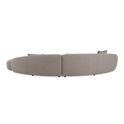 Divani Casa Allis Glam Grey and Black Fabric Curved Sectional Sofa