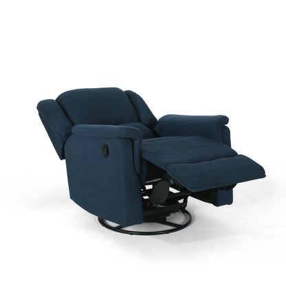Doi Manual Glider Swivel Recliner Chair, Navy Blue Fabric
