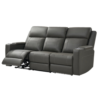 Dolores 82.5 Wide Genuine Leather Power Reclining Sofa with Storage and Cup Holder by HULALA HOME