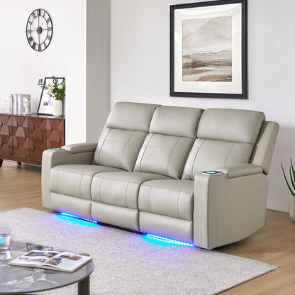 Dolores 82.5 Wide Genuine Leather Power Reclining Sofa with Storage and Cup Holder by HULALA HOME
