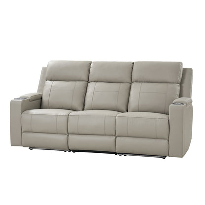 Dolores 82.5 Wide Genuine Leather Power Reclining Sofa with Storage and Cup Holder by HULALA HOME
