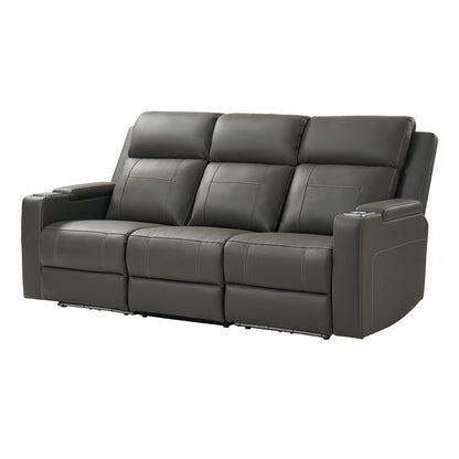 Dolores 82.5 Wide Genuine Leather Power Reclining Sofa with Storage and Cup Holder by HULALA HOME