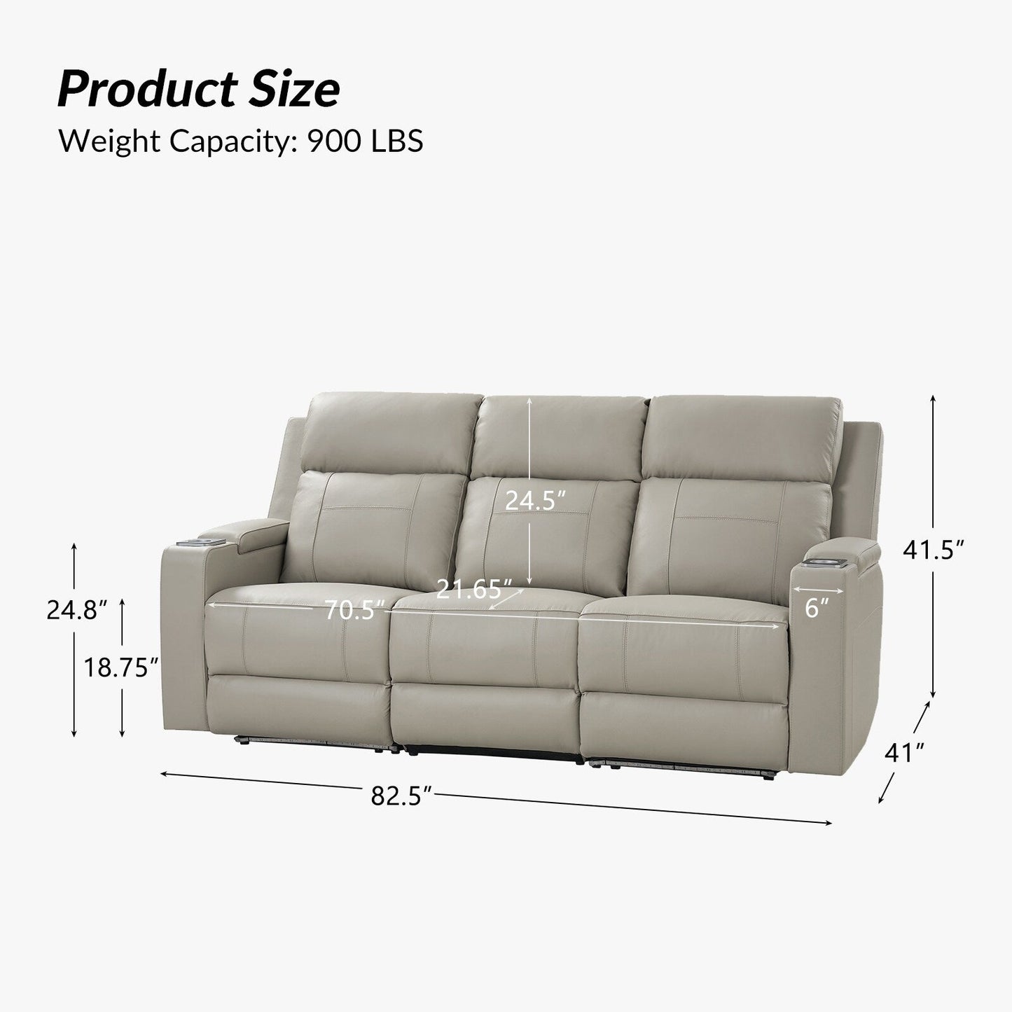 Dolores 82.5 Wide Genuine Leather Power Reclining Sofa with Storage and Cup Holder by HULALA HOME
