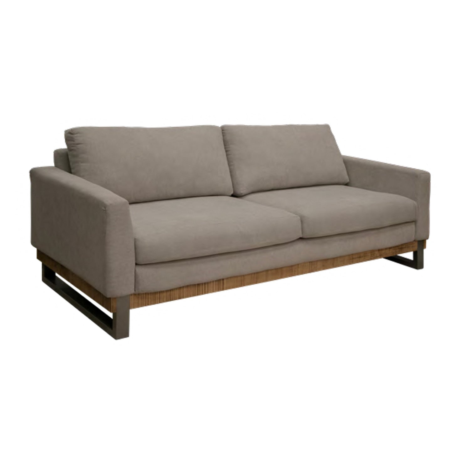 Dome Sofa with 2 Accent Pillows, 86 Inch, Solid Wood, Amond Gray Polyester