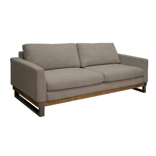 Dome Sofa with 2 Accent Pillows, 86 Inch, Solid Wood, Amond Gray Polyester