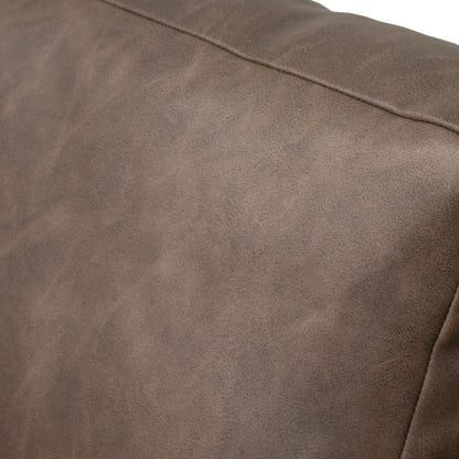 Dome Sofa with 2 Accent Pillows, Pine Wood, Brown Faux Leather 89 Inch