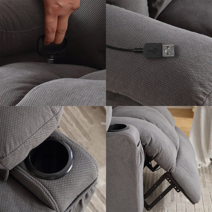 Dotted Velvet Massage Heated Manual Recliner Chair w/360° Swivel Base