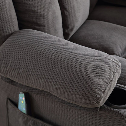 Dotted Velvet Massage Heated Manual Recliner Chair w/360° Swivel Base