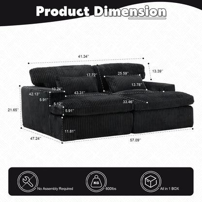 Double Chaise Lounge Chair Indoor Oversized Upholstered Sleeper Sofa Bed Sectional Chaise Corduroy Living Room Chair No Assembly