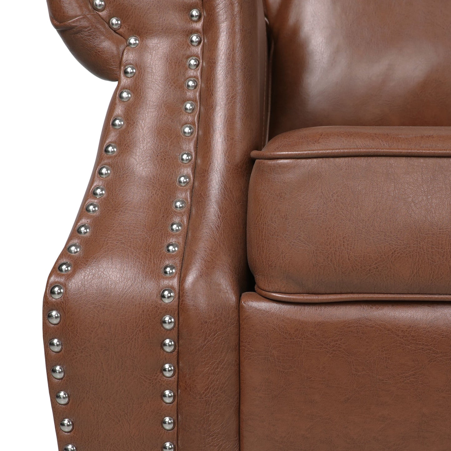 Dowd Faux Leather 3 Seater Sofa with Nailhead Trim by Christopher Knight Home