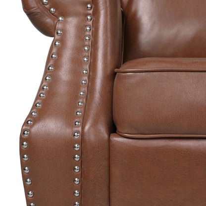 Dowd Faux Leather 3 Seater Sofa with Nailhead Trim by Christopher Knight Home