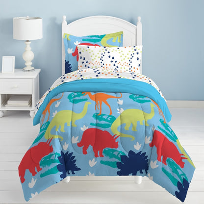 Dream Factory Dinosaur Prints Twin 5-piece Bed in a Bag with Sheet Set