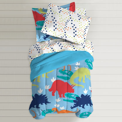 Dream Factory Dinosaur Prints Twin 5-piece Bed in a Bag with Sheet Set