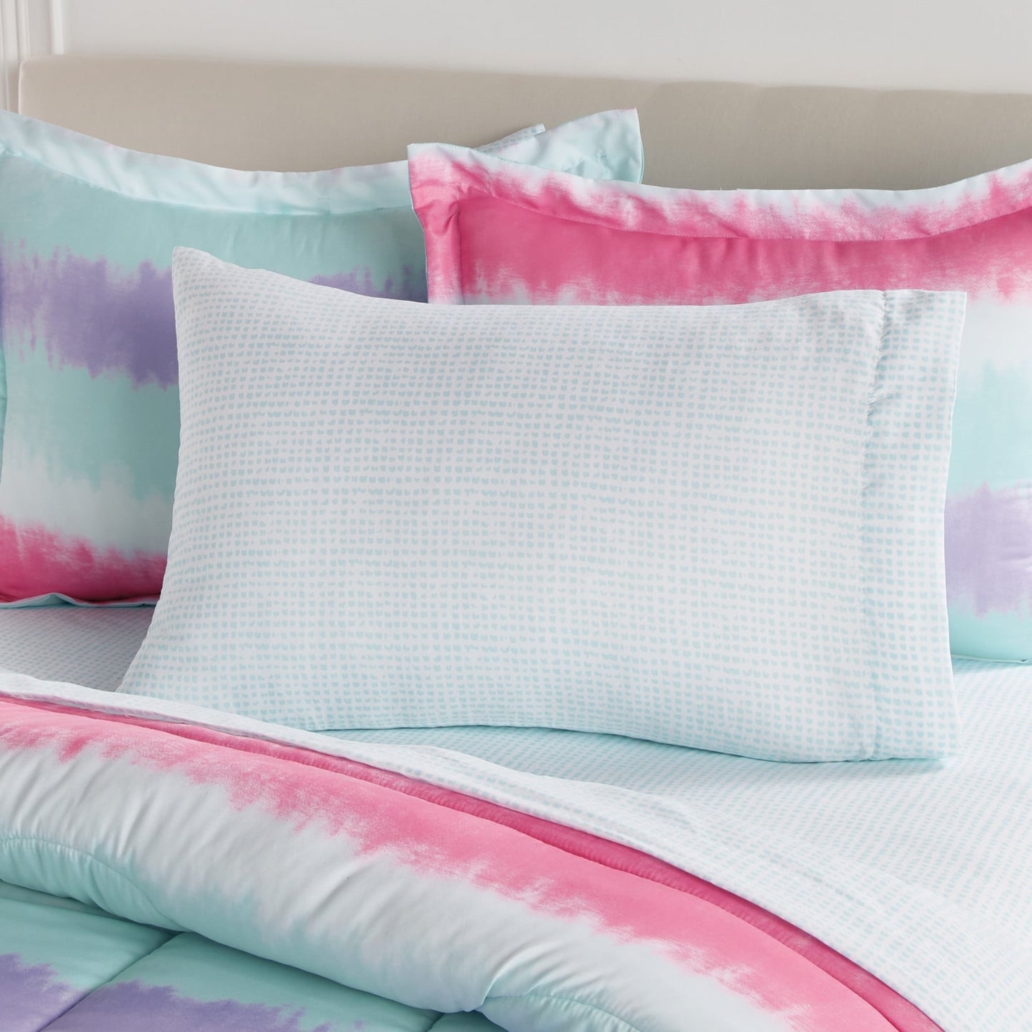 Dream Factory Tie Dye Stripe Microfiber Bed in a Bag with Sheet Set